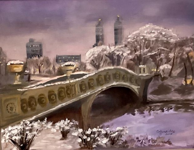 Carmina Ayazides, Central ParkBridge Winter, oil small